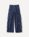 Jeans Fit Wide Leg Cargo,AZUL MARINO