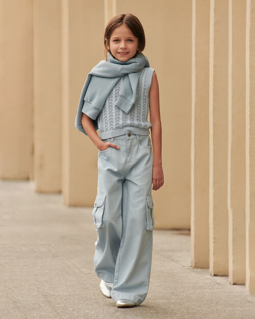 Pantalón Wide Leg Cargo Azul