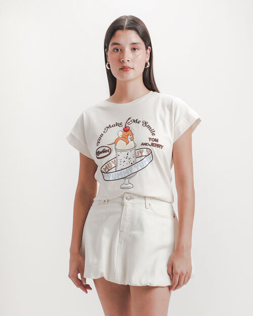 Playera Beige Tom Y Jerry