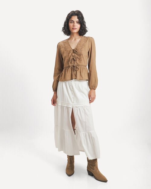 Falda Beige Botones