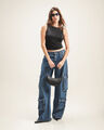 Jeans Wide Leg Cargo,AZUL MARINO