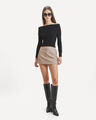 Short Falda Caf&eacute;,CAFE CLARO