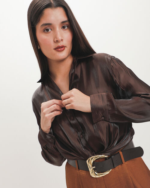 Camisa Caf&eacute; Satinada