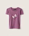 Playera Con Dise&ntilde;o Mariposa,MORADO