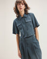 Camisa Cropped Beige,AZUL ACERO