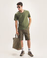 Playera Slim Cuello V,OLIVO