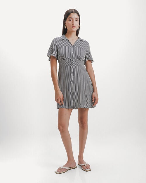 Vestido Azul De Rayas