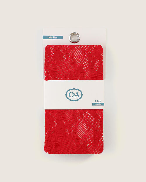 Pantimedia Rojo Encaje