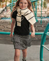 Short Falda  Estampada,NEGRO