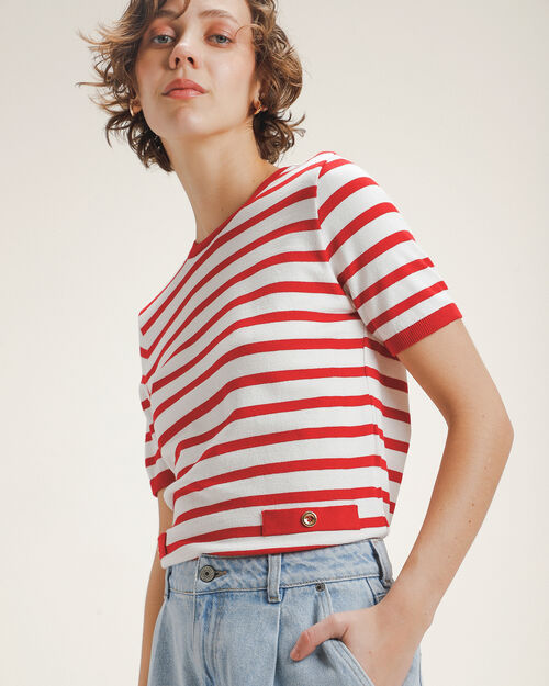 Top De Rayas Rojo