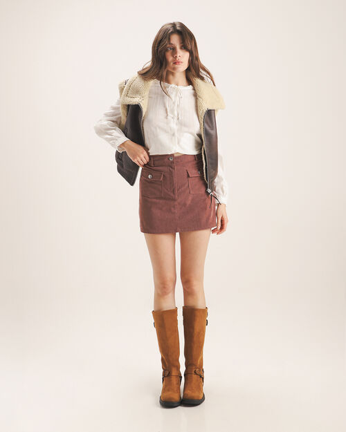 Falda Bolsillos Pana