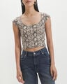 Crop Top Ajustado,BLANCO HUESO