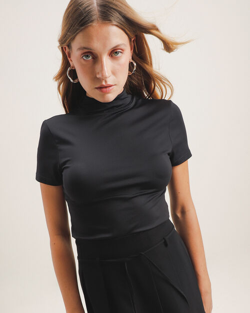 Top Negro Manga Corta