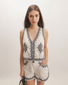Chaleco Beige Bordado,CRUDO