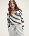 Crop Top Negro Manga Larga,BLANCO