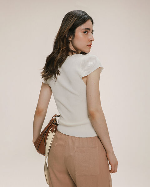 Top Manga Corta Beige