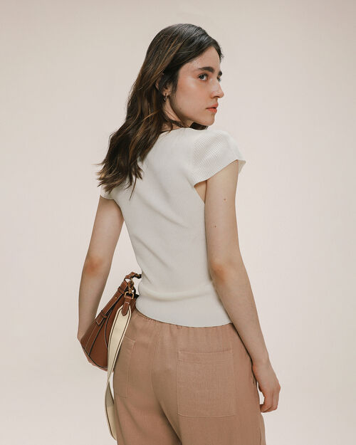 Top Manga Corta Beige