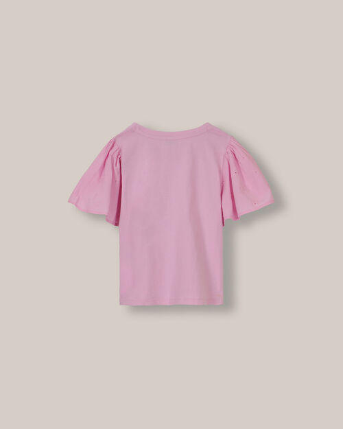 Playera Manga Eyelet Rosa