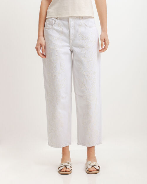 Jeans Fit Barrel Bordado