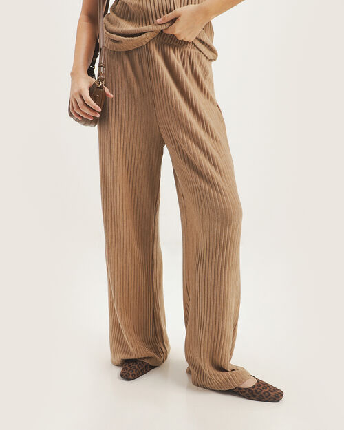 Pantalón Acanalado Beige