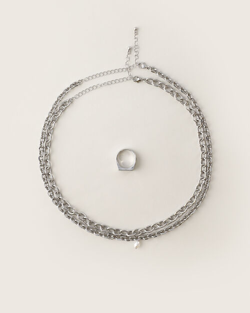 Set Anillo Y Collar Eslabones