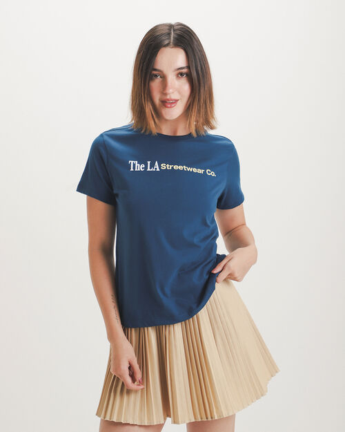 Playera Azul Estampada