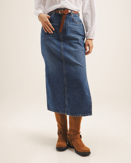 Falda Midi Mezclilla