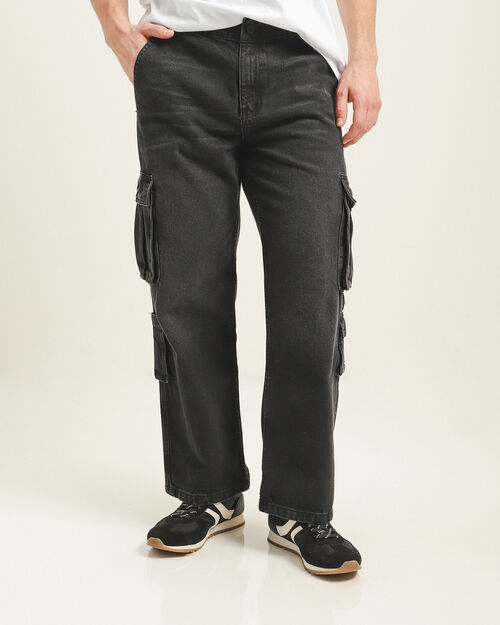Jeans Negro Baggy Cargo