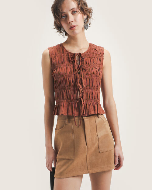 Blusa Caf&eacute; Lazos