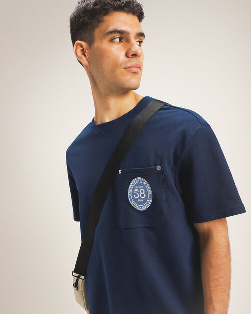 Playera Azul Con Bolsillo