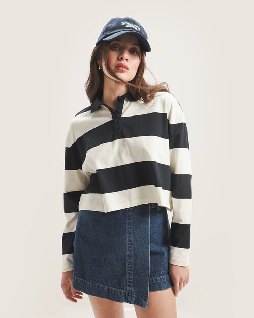 Polo Manga Larga Negra