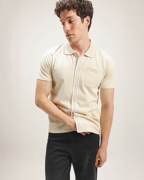 Polo Manga Corta Beige