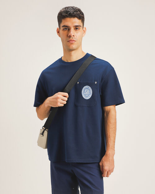 Playera Azul Con Bolsillo