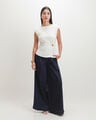 Top Azul Drapeado,BLANCO