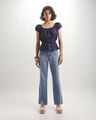 Jeans Straight Cortes,AZUL ACERO