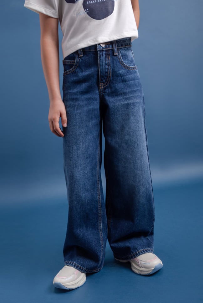 jeans wide leg anchos para kids niña en c&a