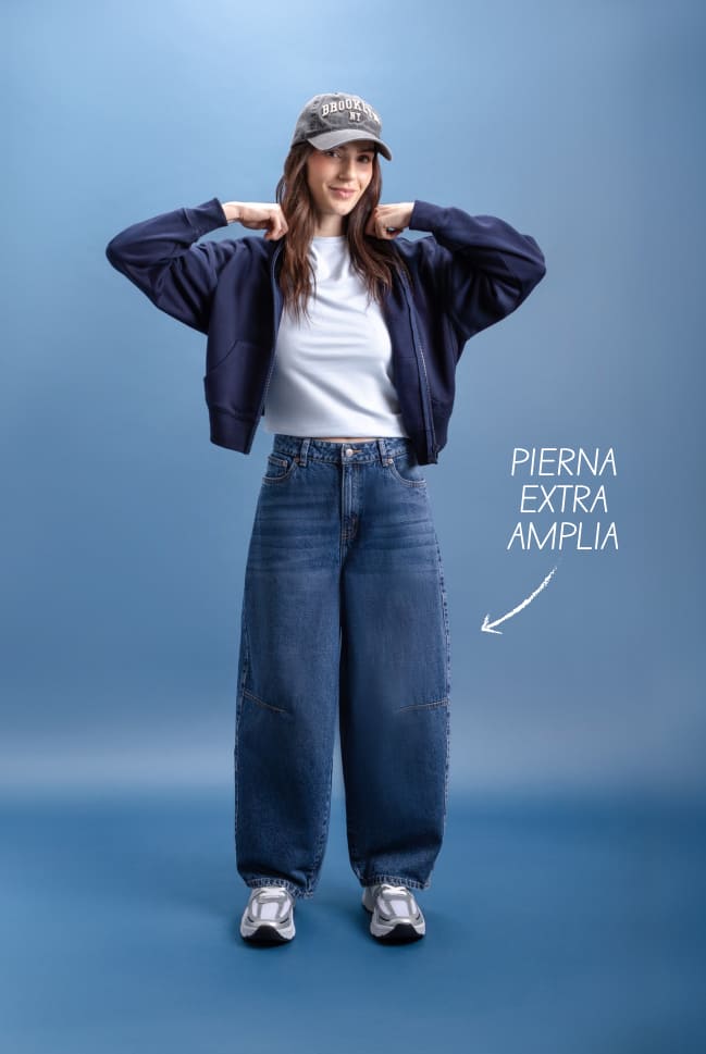 jeans fit barrel relajados para mujer c&a