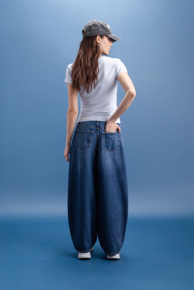 jeans fit barrel relajados para mujer c&a