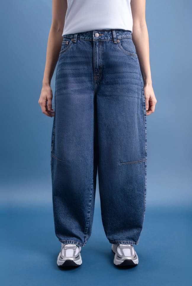 jeans fit barrel relajados para mujer c&a