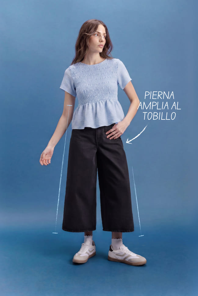 jeans culotte pierna ancha para mujer c&a