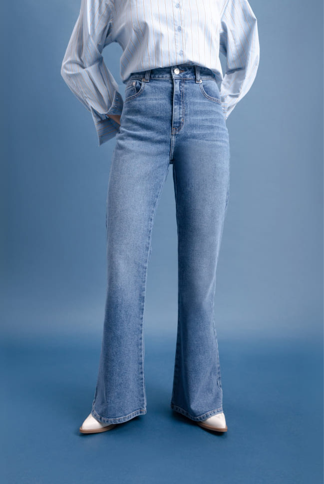jeans flare acampanados para mujer c&a