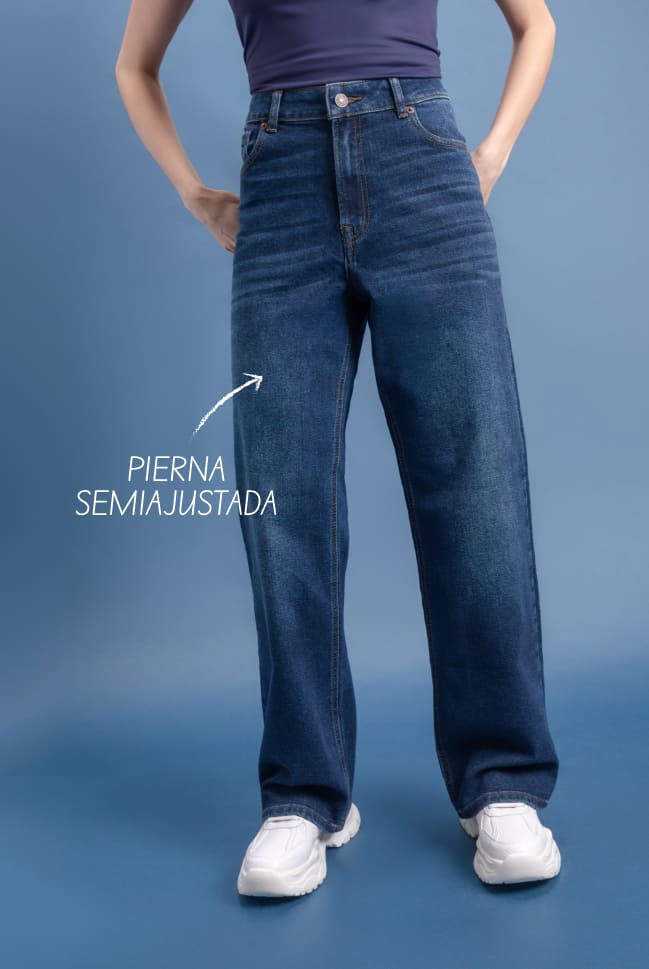 jeans straight wide para mujer c&a