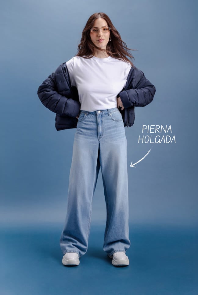 wide leg jeans amplios para mujer c&a