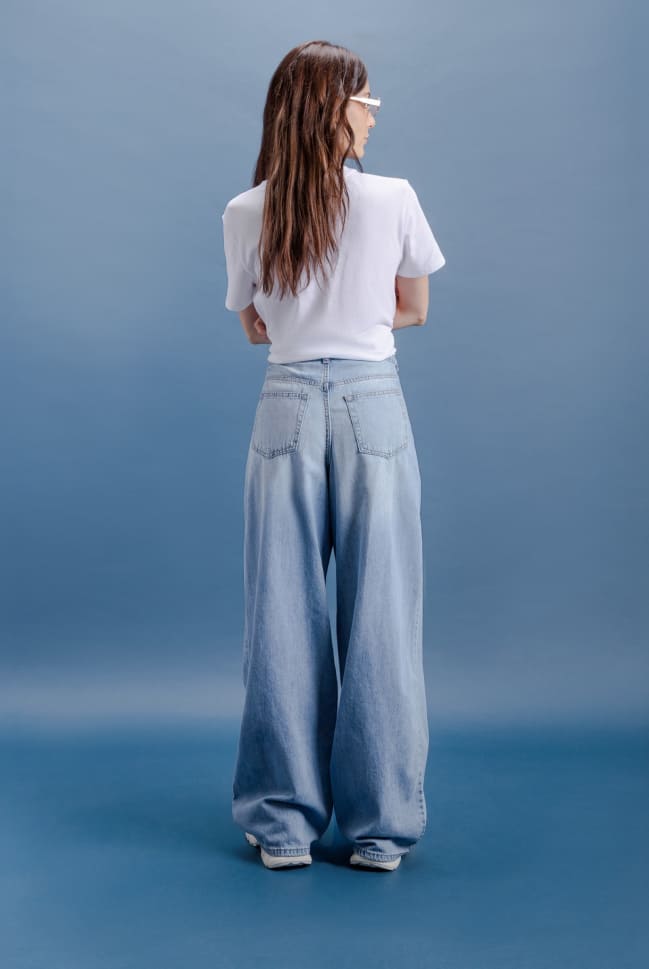 wide leg jeans amplios para mujer c&a