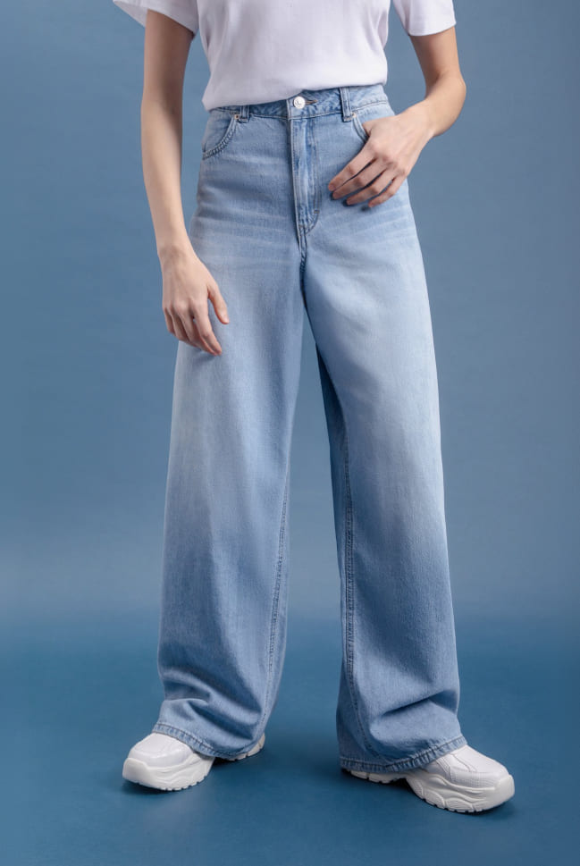 wide leg jeans amplios para mujer c&a