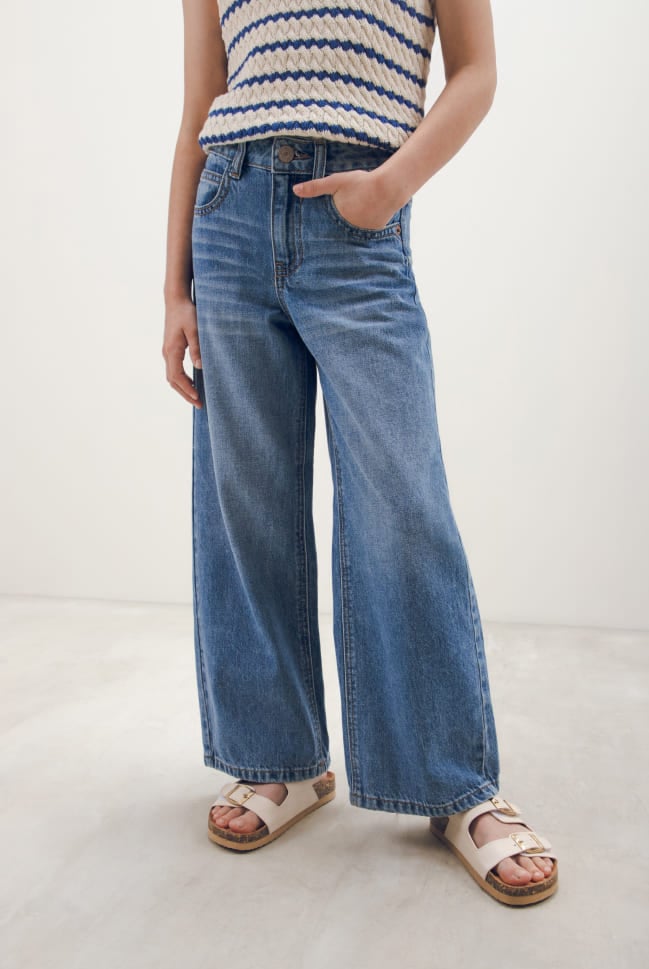 jeans wide leg anchos para kids niña en c&a