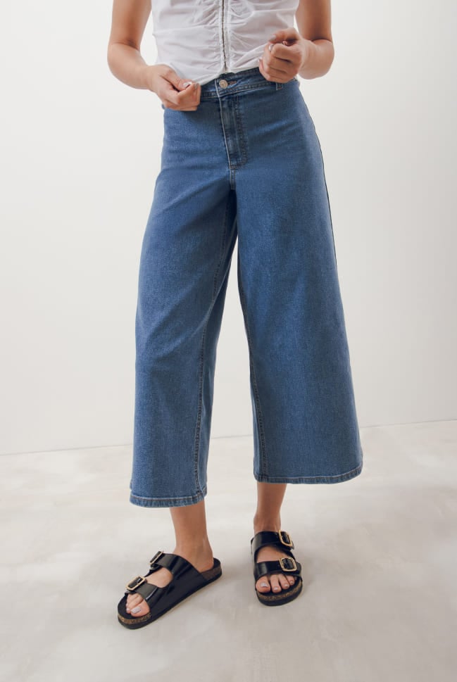 jeans culotte pierna ancha para mujer c&a