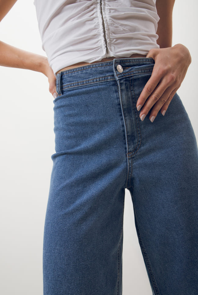 jeans culotte pierna ancha para mujer c&a