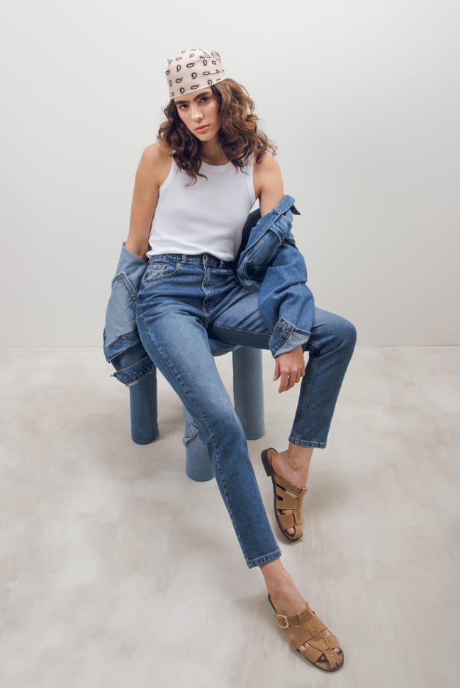 mom fit jeans de tiro alto para mujer c&a