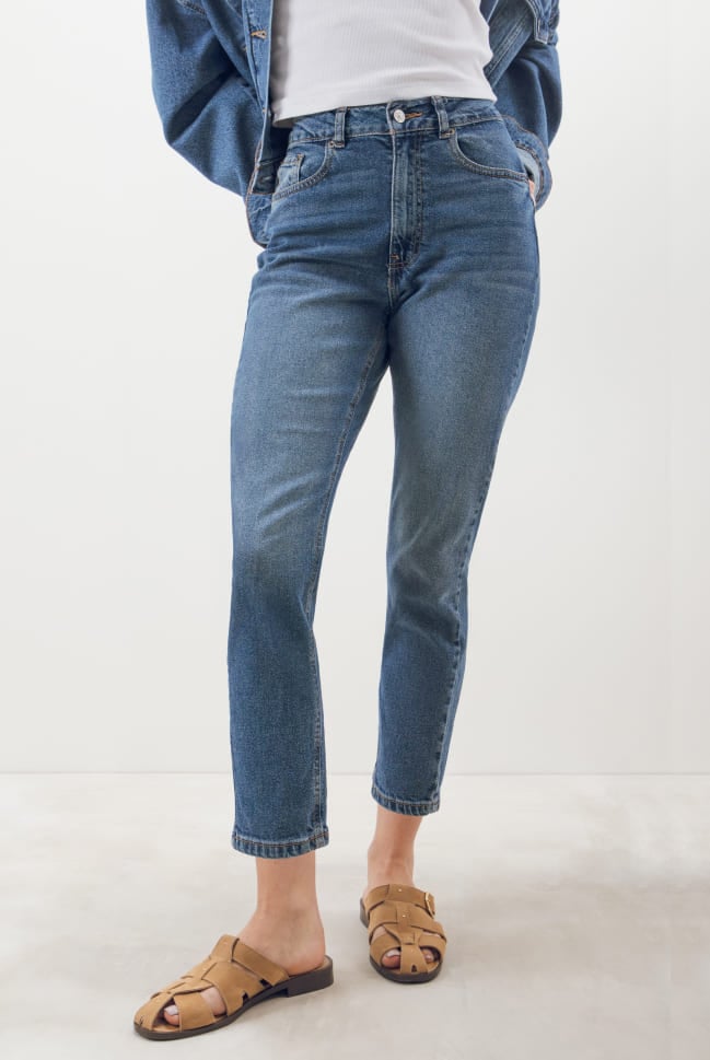 mom fit jeans de tiro alto para mujer c&a